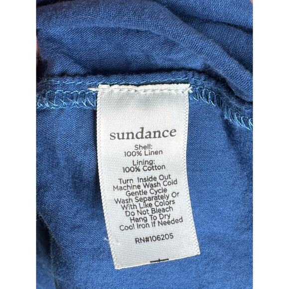 SUNDANCE La Belle Lune Dress Blue Linen Size XL Boho Vacation Lagenlook Beach - Picture 10 of 12